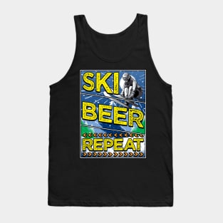 Funny Ski Beer Repeat Skiing & Drinking Skiers Tank Top